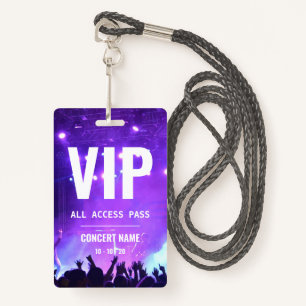 Custom name acess all access pass concert ID badge