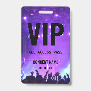 Custom name acess all access pass concert ID badge