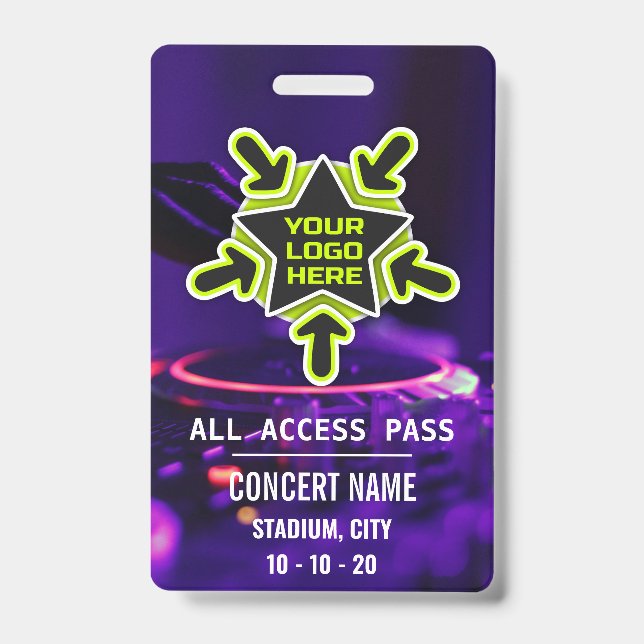 Custom name acess all access pass concert ID badge (Front)