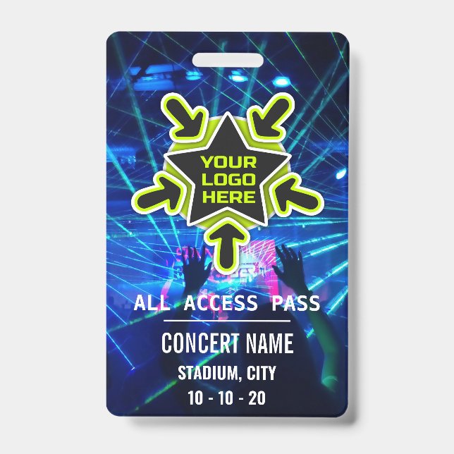Custom name acess all access pass concert ID badge (Front)