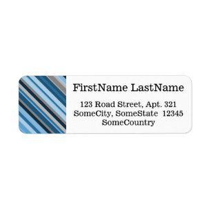 Custom Name/Address + Blue and Grey Stripes