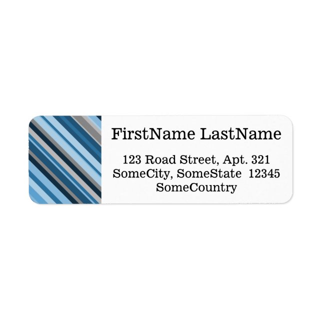 Custom Name/Address + Blue and Grey Stripes (Front)