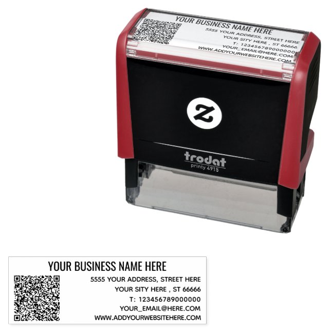 Custom Name Address Contact Info QR Code Stamp (In Situ)