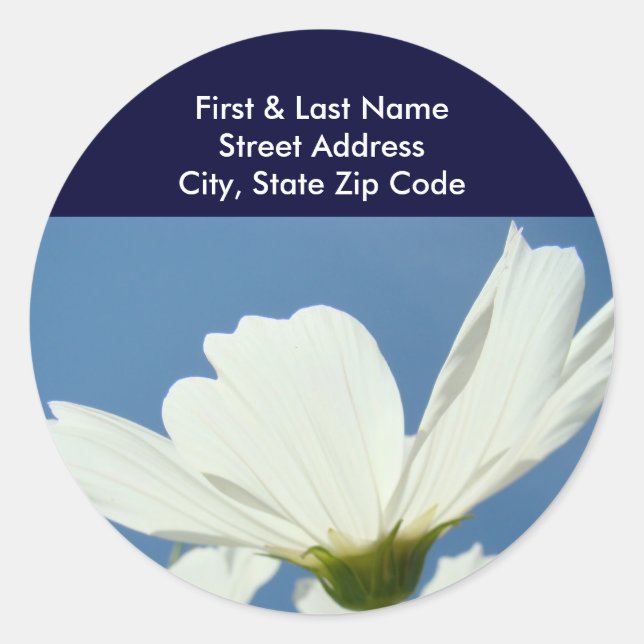 Custom name Address Label Stickers White Daisies (Front)