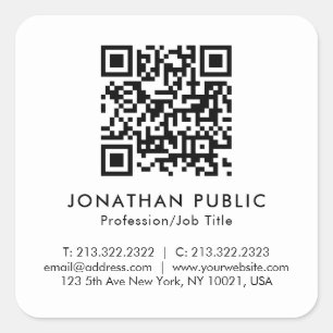 Custom Name Address QR Code Add Logo Template Square Sticker