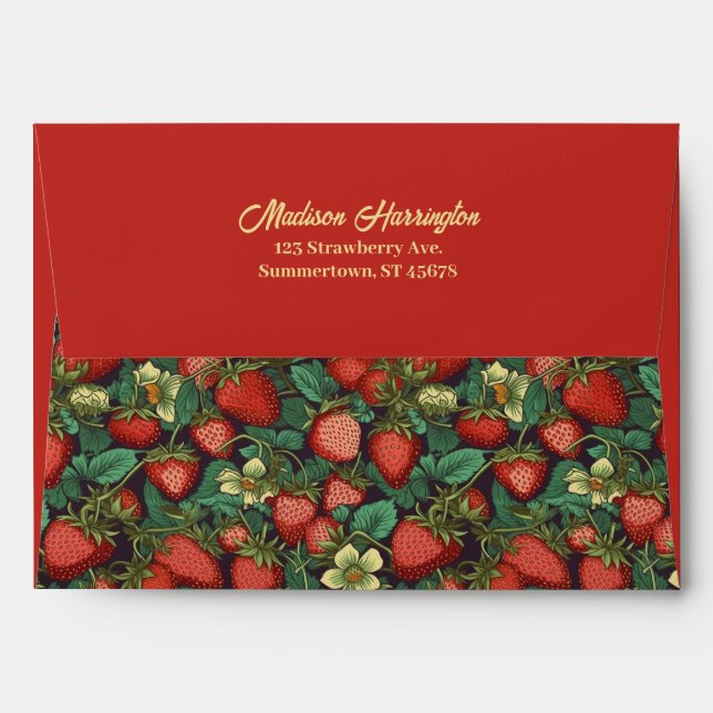Custom Name & Address Strawberry Pattern Envelope (Back (Top Flap))
