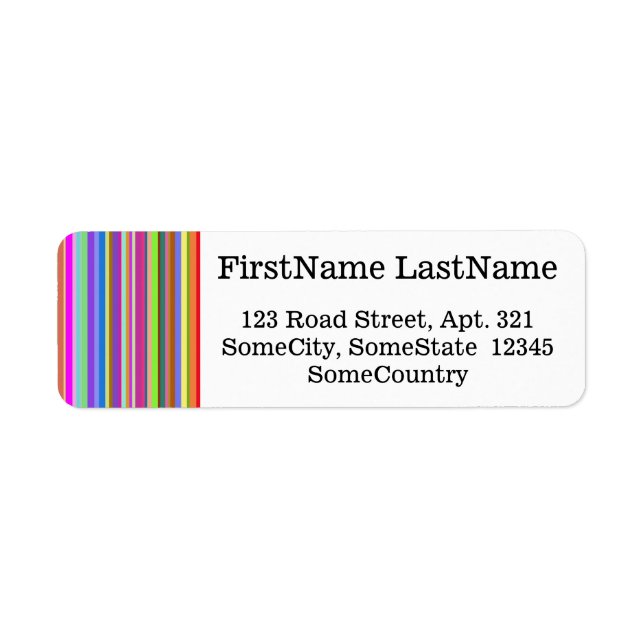 Custom Name/Address + Stripes of Various Colours (Front)