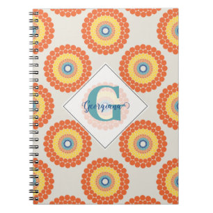 Custom Name Aegean Summer Radiant Dot Mandala Notebook