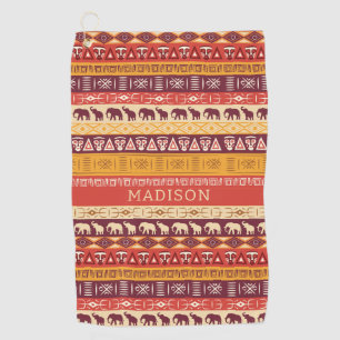 Custom Name African Pattern Golf Towel