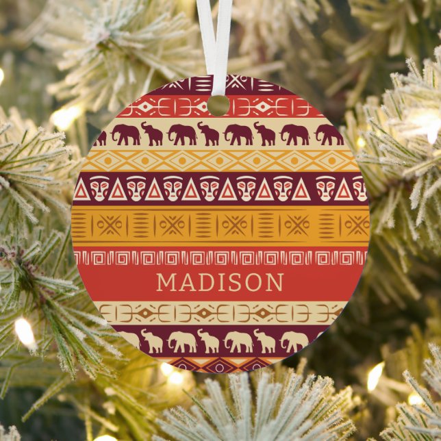 Custom Name African Pattern Metal Tree Decoration (Insitu)