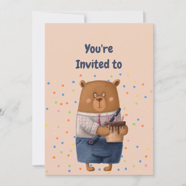 Custom Name Age Birthday Party Teddy Bear Invitati Invitation (Front)