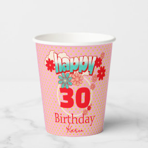 Custom Name & Age, Happy Birthday Paper Cups