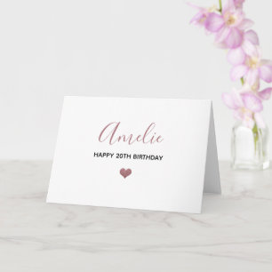 custom name & age happy birthday rose gold glitter card