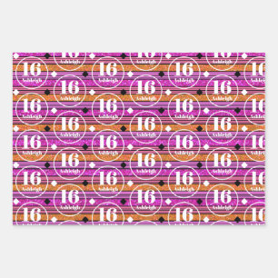 Custom Name Age Pink Birthday Wrapping Paper Sheet