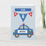 Custom Name Age Son 6th Birthday Blue Police Car Card<br><div class="desc">Now that your son is about to celebrate a birthday in just a few days more, you should be readying this card already to be able to gift him on his special day of celebration. But before ordering this one, you should first personalise this with his name and age on...</div>
