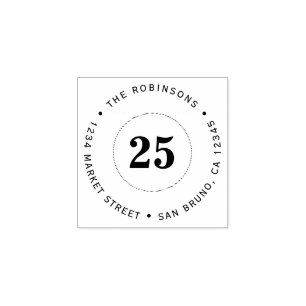 Custom Name & Age Surprise Party Return Address Rubber Stamp