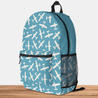 Custom Name Aircraft Pattern Retro Blue