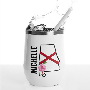 Custom Name Alabama Flag and State Flower Camellia