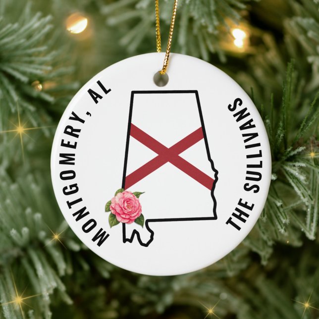 Custom Name Alabama Flag & Flower Cornhole Set Ceramic Tree Decoration (Creator Uploaded)