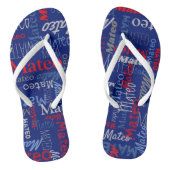 Custom name all over graphic text grey blue red  jandals (Footbed)