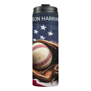 Custom Name American Baseball Thermal Tumbler