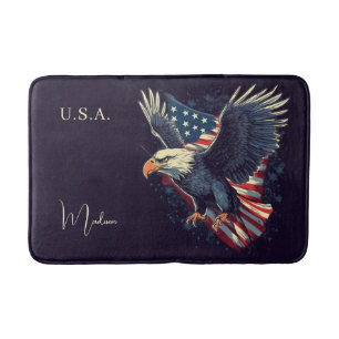 Custom Name American Eagle Bath Mat