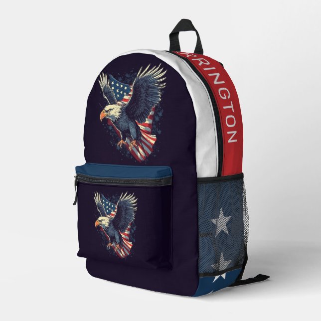 Custom Name American Eagle Printed Backpack (Back Corner Right)