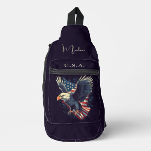 Custom Name American Eagle Sling Bag