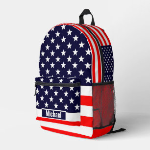 Custom Name American Flag Boys Backpack