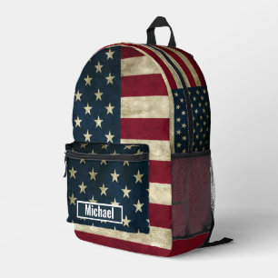 Custom Name American Flag Boys Backpack