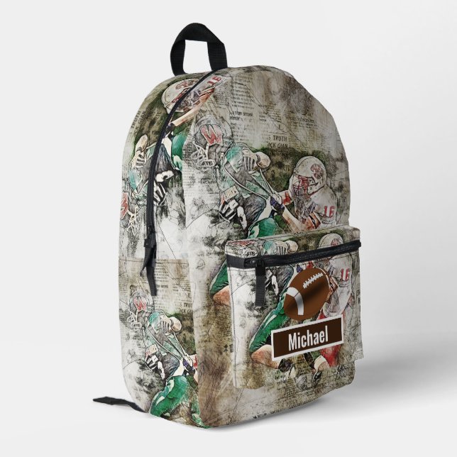 Custom Name American Football Boys Backpack (Back Corner Left)