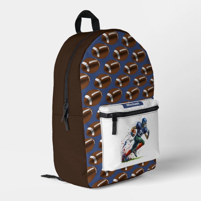 Custom Name American Football Boys Backpack (Back Corner Left)