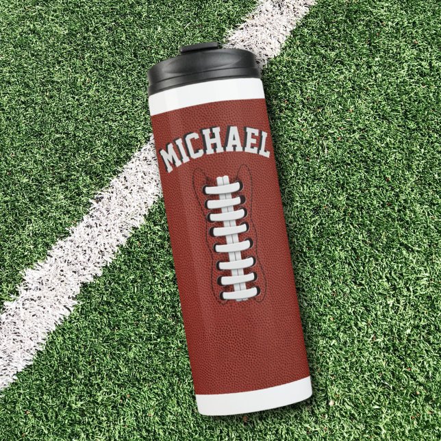 Custom Name American Football Thermal Tumbler (Add your name to this fun football theme thermal tumbler and enjoy the game!)