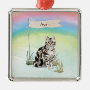 Custom Name American Short Hair Pet Cat Metal Tree Decoration