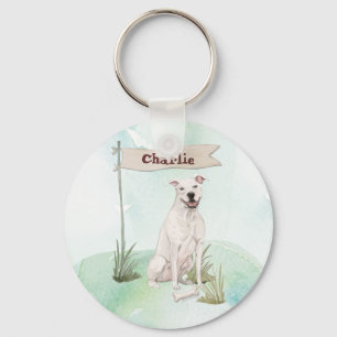 Custom Name American Staffordshire Terrier Pet Dog Key Ring