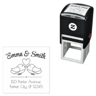 Custom Name and Address Lovebird Self-inking Stamp