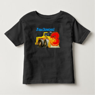Custom Name and Age Boy's Giant Yellow Digger 3rd Toddler T-Shirt