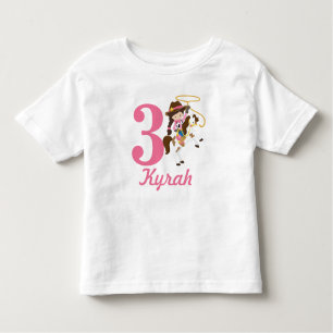 Custom name and age Cowgirl Birthday Toddler T-Shirt