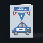 Custom Name and Age Great Grandson 6th Birthday Card<br><div class="desc">This are is sure to thrill a your dearest great grandson once you greet him with this on his upcoming birthday. The front of this card is fully customisable with his name and age. Grab your copy of this today to give him once his special day finally arrives.</div>