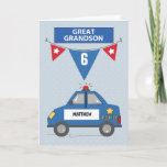 Custom Name and Age Great Grandson 6th Birthday Card<br><div class="desc">This are is sure to thrill a your dearest great grandson once you greet him with this on his upcoming birthday. The front of this card is fully customisable with his name and age. Grab your copy of this today to give him once his special day finally arrives.</div>