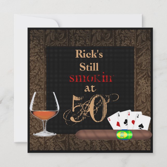 CUSTOM  NAME AND AGE MEN CIGARS INVITATIONS (Front)