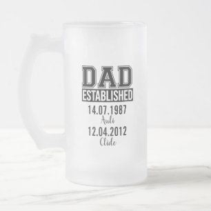 Custom Name and Birthdate Gift for Dad Frosted Glass Beer Mug