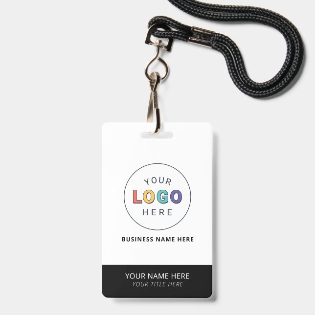 Custom Name and Branded Logo Business ID Badge (Front with Lanyard)