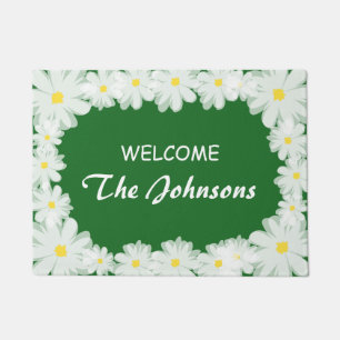 Custom name and colour daisy flower floral small doormat