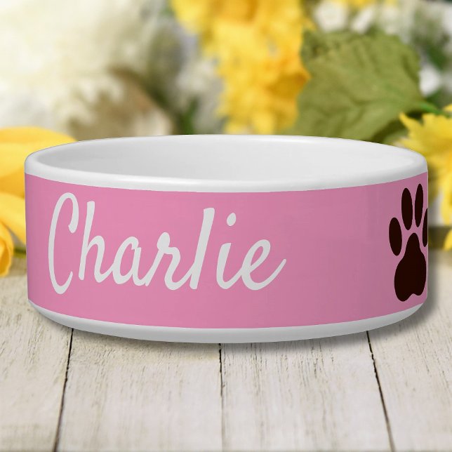 Custom Name And Colour Paw Print Pet Bowl (Creator Uploaded)