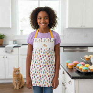 Custom Name and Cupcake Print Apron for Kids