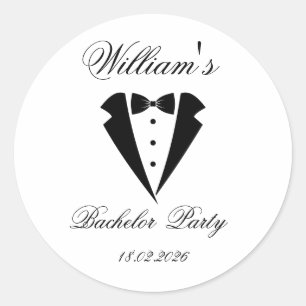 Custom Name And Date Bachelor party Classic Round Sticker