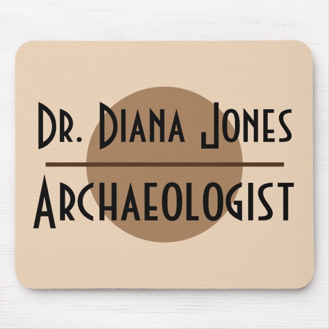 Custom Name and Job Minimalist Modern Brown Circle Mouse Pad (Front)