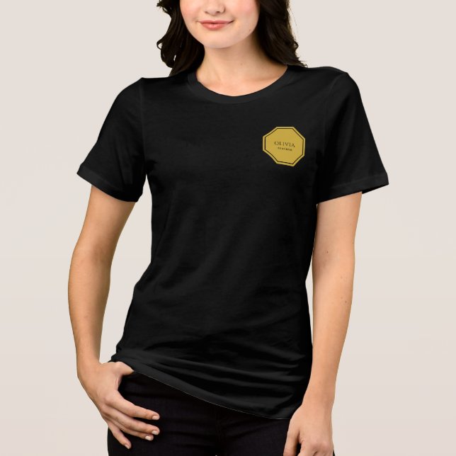 Custom Name and Job Title Printed Solid Black Tri-Blend Shirt (Front)