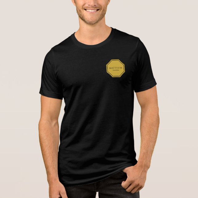 Custom Name and Job Title Printed Solid Black Tri-Blend Shirt (Front)
